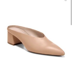 Vince Ralston Point-Toe Leather Mules, 8.5, Nude